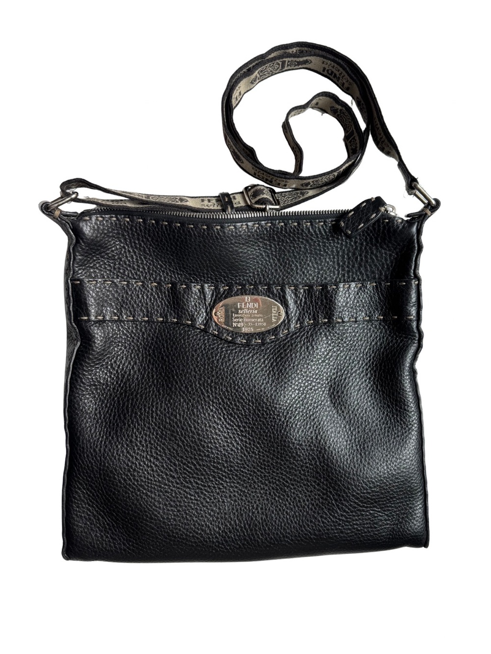 Fendi Selleria Black Leather Crossbody Bag